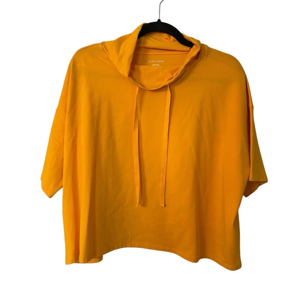 Eileen Fisher Women’s Gold Short Sleeve Adjustable Cowl Neck Flowy Top Sz S GUC - Picture 1 of 6